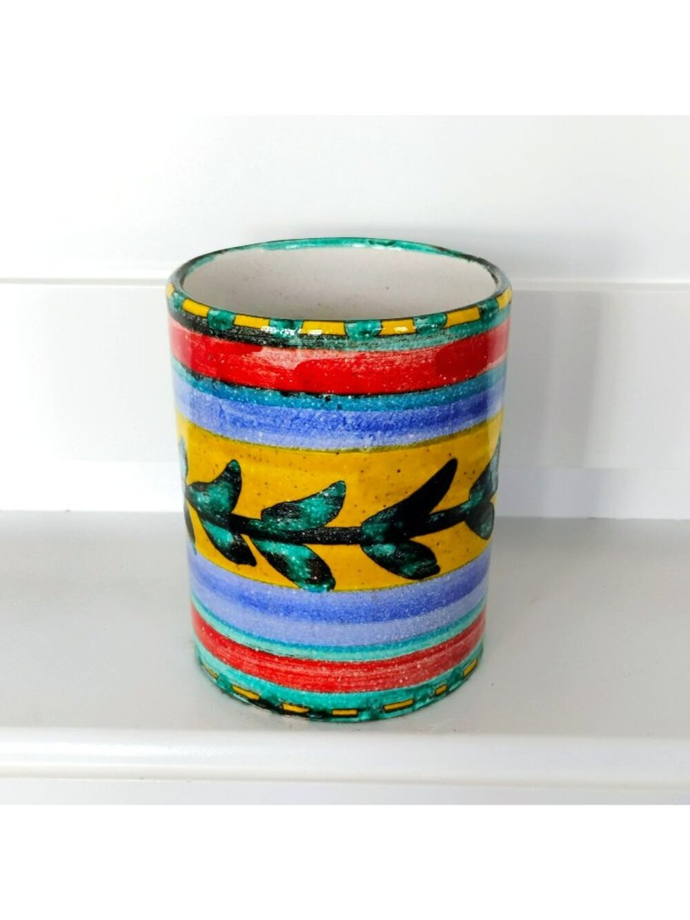 Vintage De Simone Italy Art Pottery Vase, Mid Century Modern MCM Ceramic Tumbler